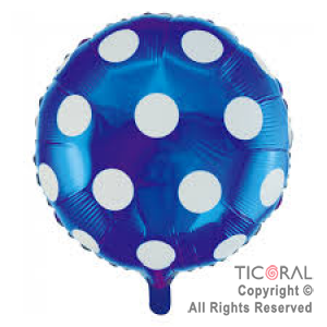 GLOBO MYLAR REDONDO 18  LUNARES PLATA FONDO AZUL ENVASADO HS7958-H-6 X 1 X ( 5 )